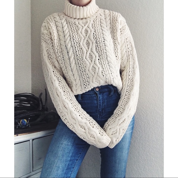 Vintage Sweaters - Vintage Hand Knit Turtleneck